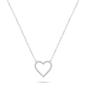 Brilio Silver Nežný strieborný náhrdelník Srdce so zirkónmi NCL35W