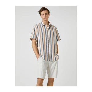 Koton Summer Shirt with Short Sleeves, Classic Collar