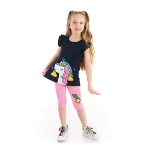 Denokids The Power of the Unicorn Girl Navy T-shirt with Pink Leggings Suit