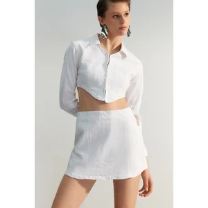 Trendyol Limited Edition White Stitching Detail Mini Denim Skirt