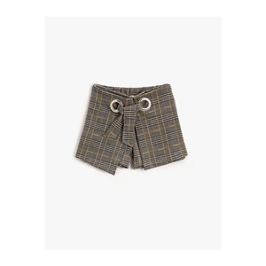 Koton Plaid Front Tie Detail Shorts Skirt