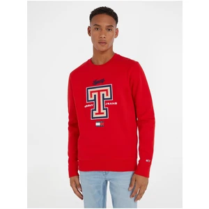 Red Men Sweatshirt Tommy Jeans Modern Sport T Crew - Men