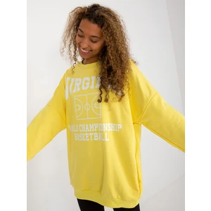 Yellow sweatshirt with print and pockets