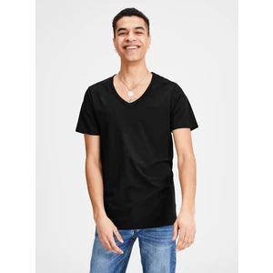 Jack&Jones Pánské triko JJEBASIC V-NECK TEE 12059219 BLACK L