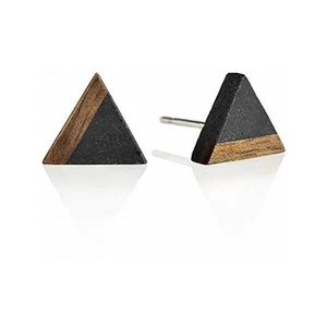 GRAVELLI JEWELLERY Naušnice Triangle Wood – antracit