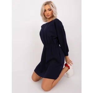 Dark blue mini sweatshirt dress with cotton
