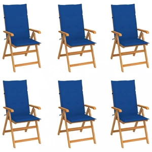 Záhradná stolička 6 ks teak / látka Dekorhome Modrá,Záhradná stolička 6 ks teak / látka Dekorhome Modrá