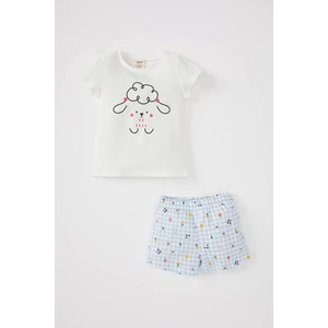 DEFACTO Baby Girl Regular Fit Crew Neck Patterned Cotton  Pajamas Set