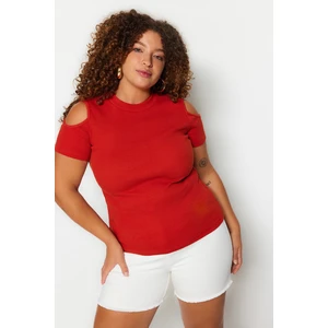 Trendyol Curve Cinnamon Corduroy Knitted Cut Out Detailed Blouse