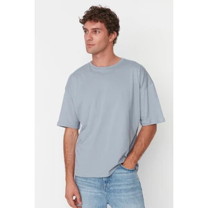 Trendyol Anthracite Men's Basic 100% Cotton Crew Neck Oversize Short Sleeve T-Shirt