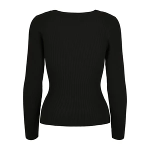 Women's sweater with a wide neckline, black