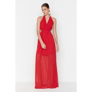 Trendyol Red Back Detailed Evening Dress & Graduation Dress