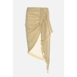 Trendyol Beige Tie Detail Linen Skirt