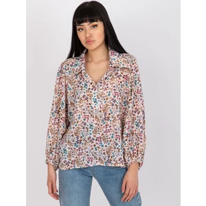 Airy beige blouse with a floral print ZULUNA