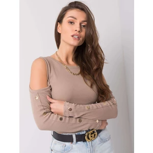 Dark beige blouse with cutouts