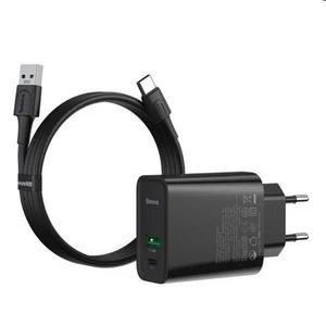 Baseus VOOC (Oppo) Edition nabíjačka USB-A+USB-C 30W + kábel 5A 1m, čierny