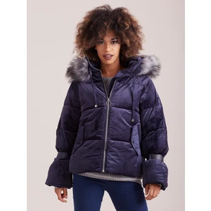 Winter velvet navy blue down jacket