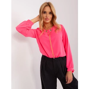 Fluo pink formal blouse with long sleeves