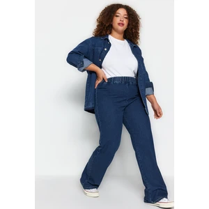 Trendyol Curve Blue High Waist Wide-Cut Jeans