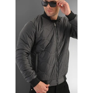 D1fference Men's Anthracite Water And Windproof Quilted Patterned Winter Coat.