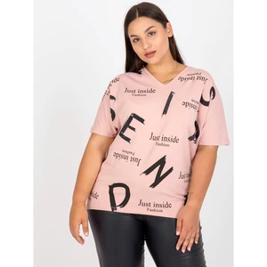 Light pink everyday plus size blouse with a print