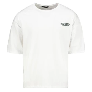 Trendyol White Men's Short Sleeve Oversize Fit 100% Cotton Back Printed T-Shirt