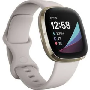 Chytré hodinky Fitbit Sense White/Soft Gold Stainless Steel