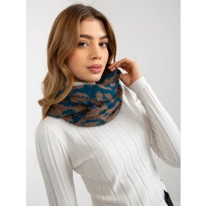 Women's winter scarf with patterns - blue