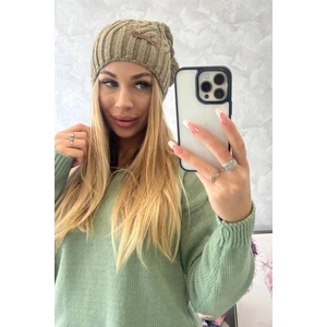 Beanie with fleece Paulina K227 khaki