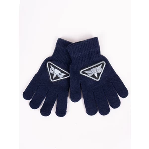 Yoclub Kids's Boys' Five-Finger Gloves RED-0233C-AA5B-003 Navy Blue