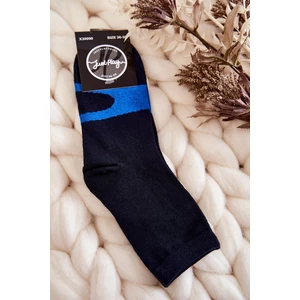 Women's cotton socks with blue pattern dark blue