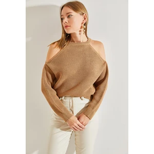 Bianco Lucci Women's Open-Shoulder Knitwear Sweater