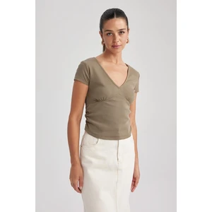 DEFACTO Slim Fit V-Neck Camisole Short Sleeve T-Shirt