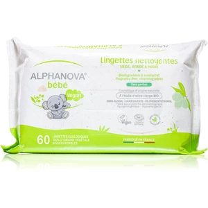 Alphanova Baby Bio extra jemné vlhčené čisticí ubrousky bez parfemace pro děti od narození 60 ks