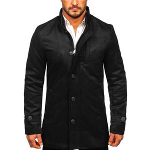 Černý pánský zimní kabát se stojáčkem Bolf M3129