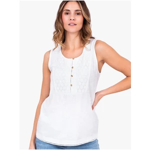 White Women's Tank Top with Buttons Brakeburn - Womens