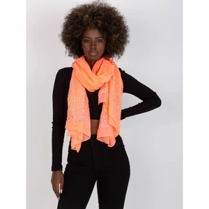 Coral airy scarf made of viscose with rhinestones
