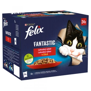 FELIX Fantastic Multipack 4(24x85g) kura/hovädzie/králik/jahňacie v želé
