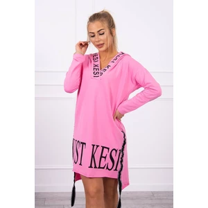 Dress with hood and print light pink