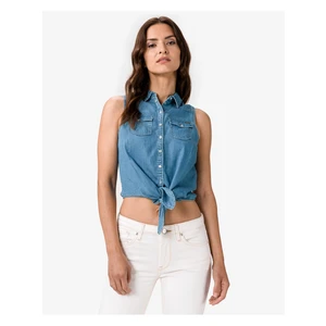 Pepe Jeans Wave Crop top Modrá