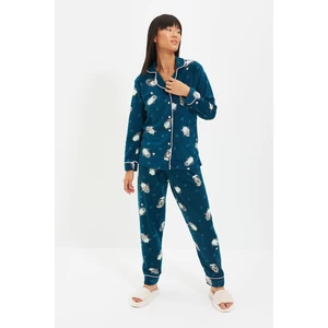 Trendyol Oil Penguin Patterned Knitted Pajamas Set