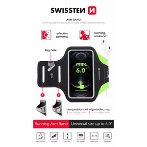 Sportovní pouzdro na ruku SWISSTEN ARMBAND CASE vel. 6,0", černá