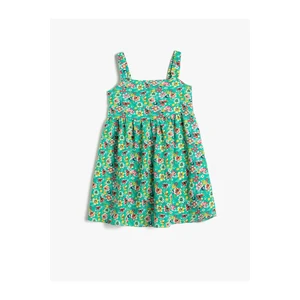 Koton Floral Midi Dress with Straps. Loose fit Viscose fabric.