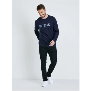 Dark Blue Men's Long Sleeve T-Shirt Guess Sorin - Men