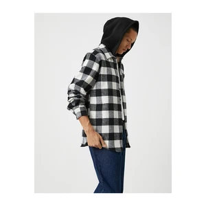 Koton Lumberjack Shirt with a Hooded Pocket Detailed Long Sleeve