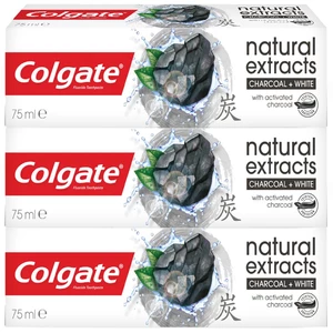 Colgate Natural Extracts Charcoal + White bělicí zubní pasta s aktivním uhlím 3 x 75 ml
