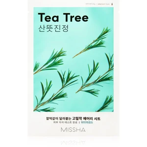 Missha Airy Fit Tea Tree plátýnková maska s čisticím a osvěžujícím účinkem pro citlivou pleť 19 g