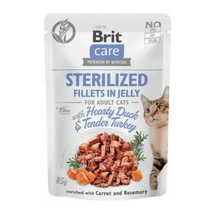 Kapsička Brit Care Cat Sterilized Fillets in Jelly with Hearty Duck & Tender Turkey 85g