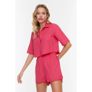 Trendyol Fuchsia Linen Bottom Top-Suit