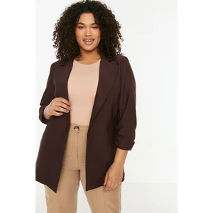 Trendyol Curve Brown Sleeves Ruffle Detailed Woven Jacket